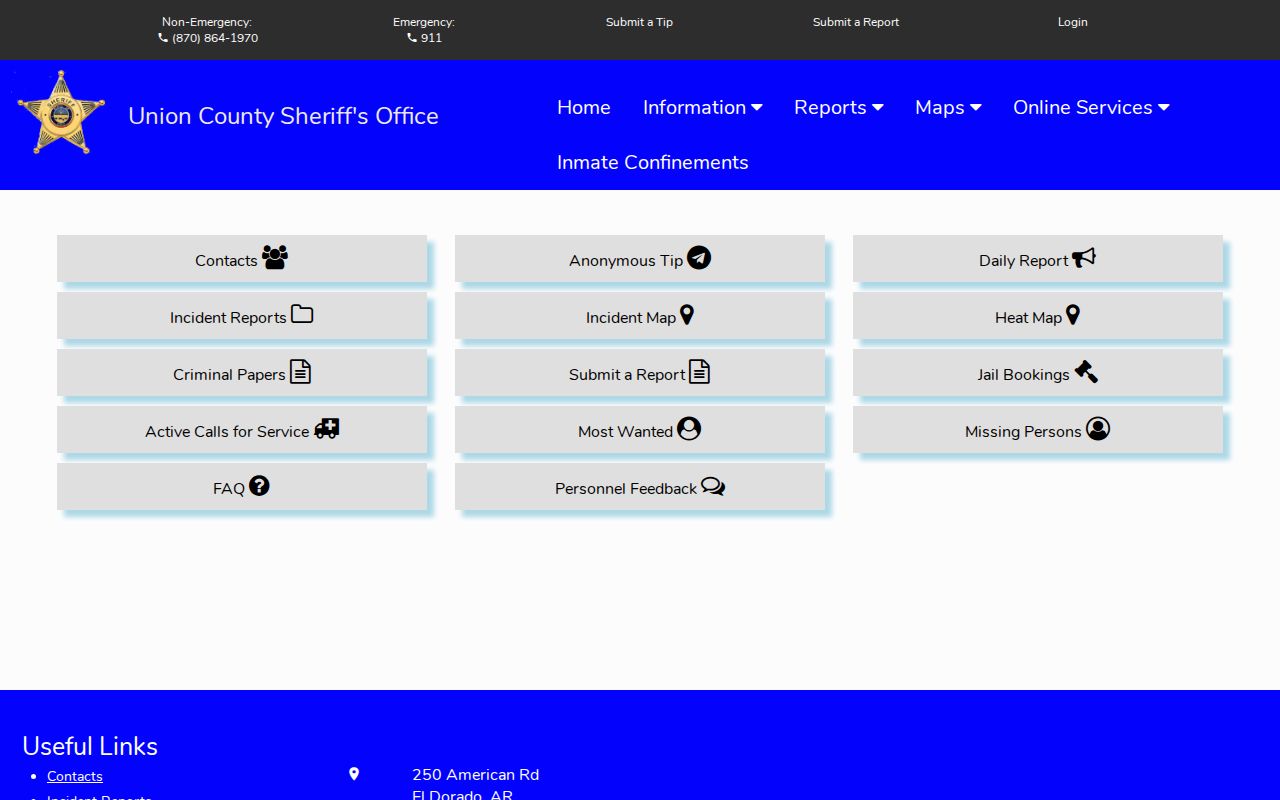 Union County Sheriff Citizen Connect public records menu