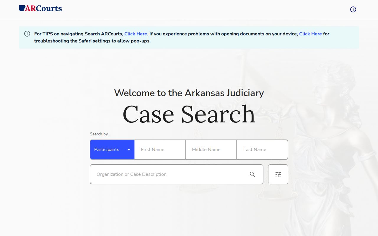 Search ARCourts public case search